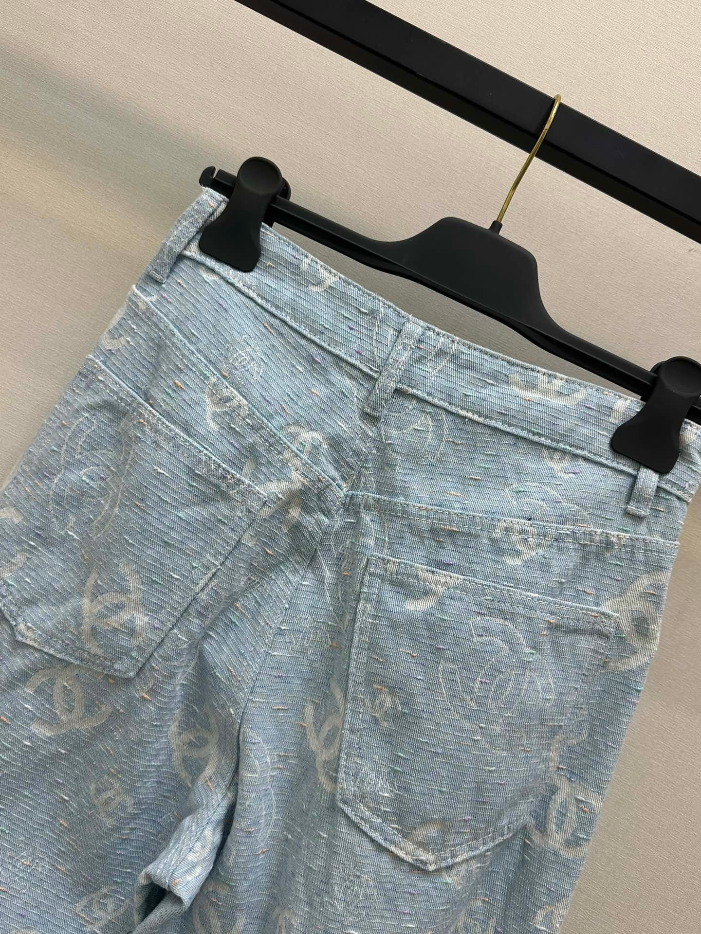 Early spring new light color jacquard full print straight jeans