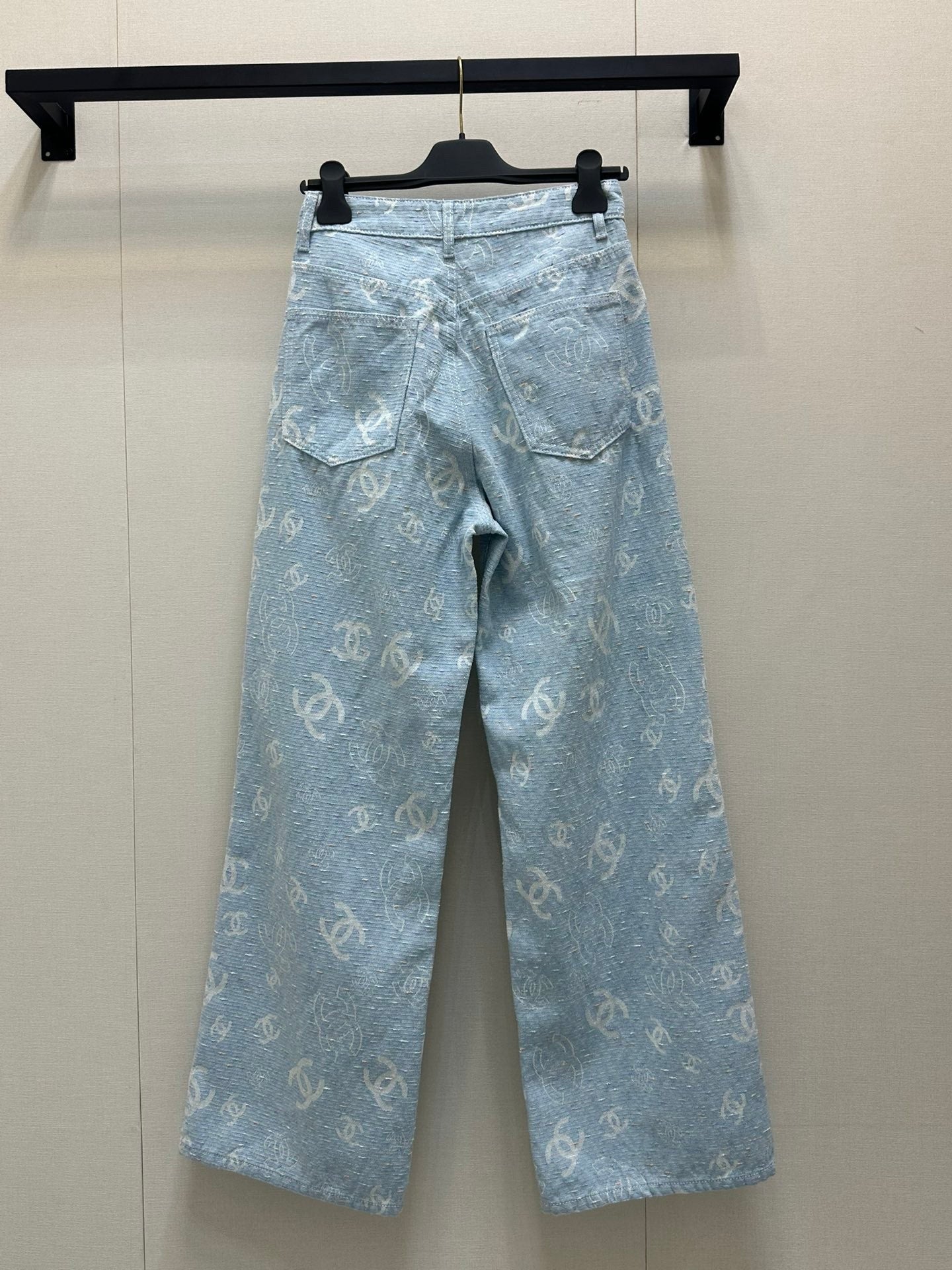 Early spring new light color jacquard full print straight jeans