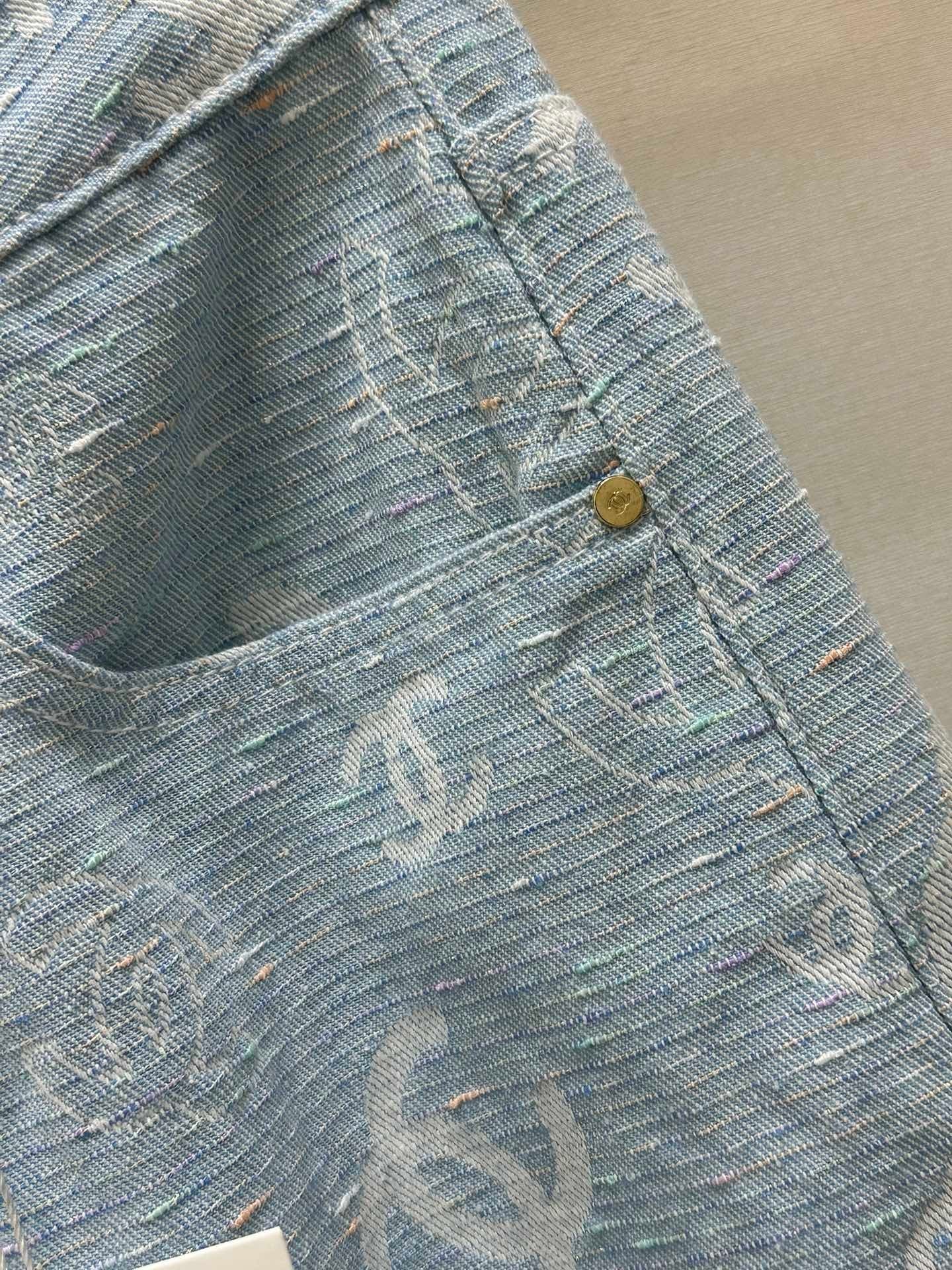 Early spring new light color jacquard full print straight jeans