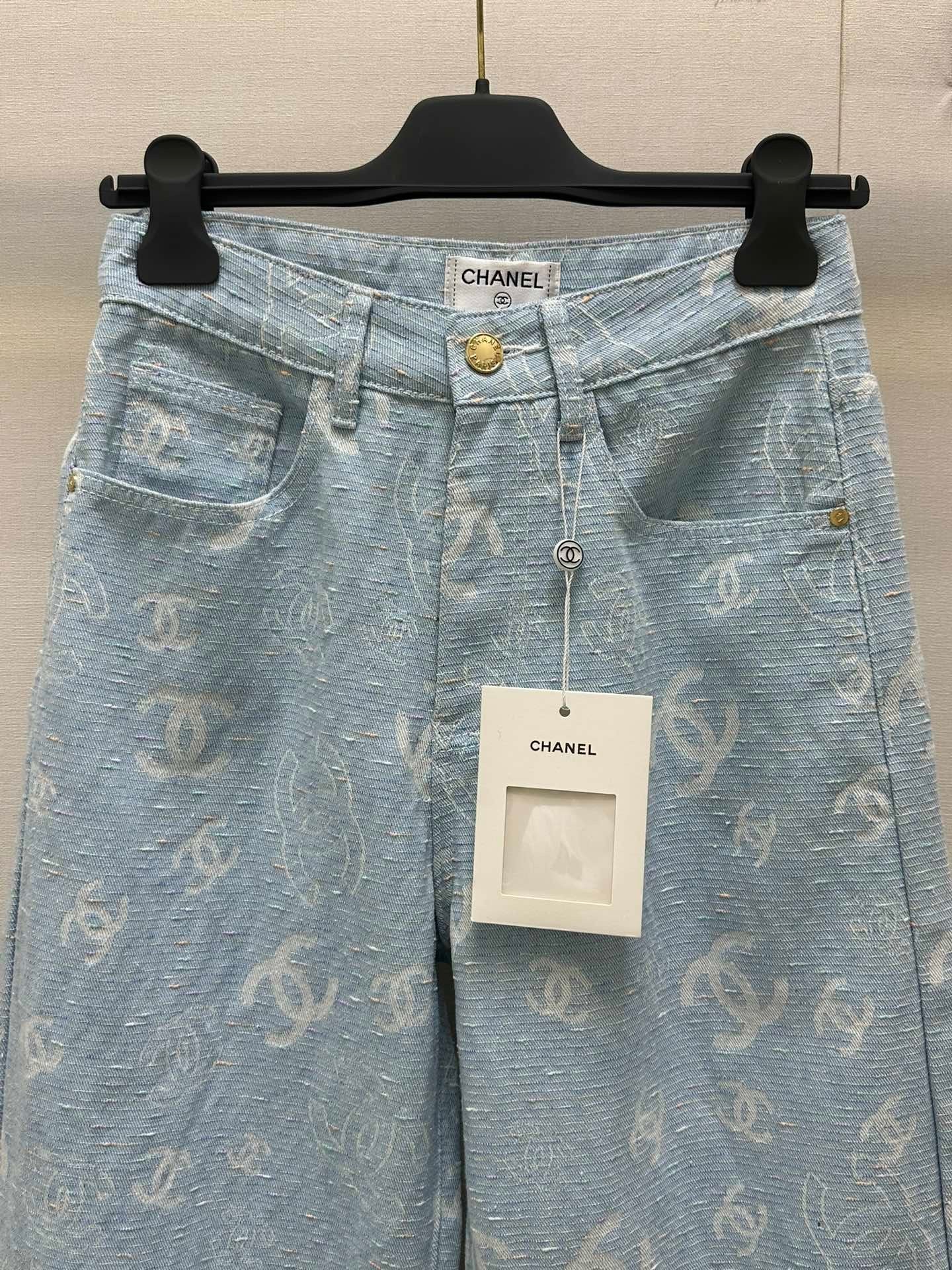 Early spring new light color jacquard full print straight jeans
