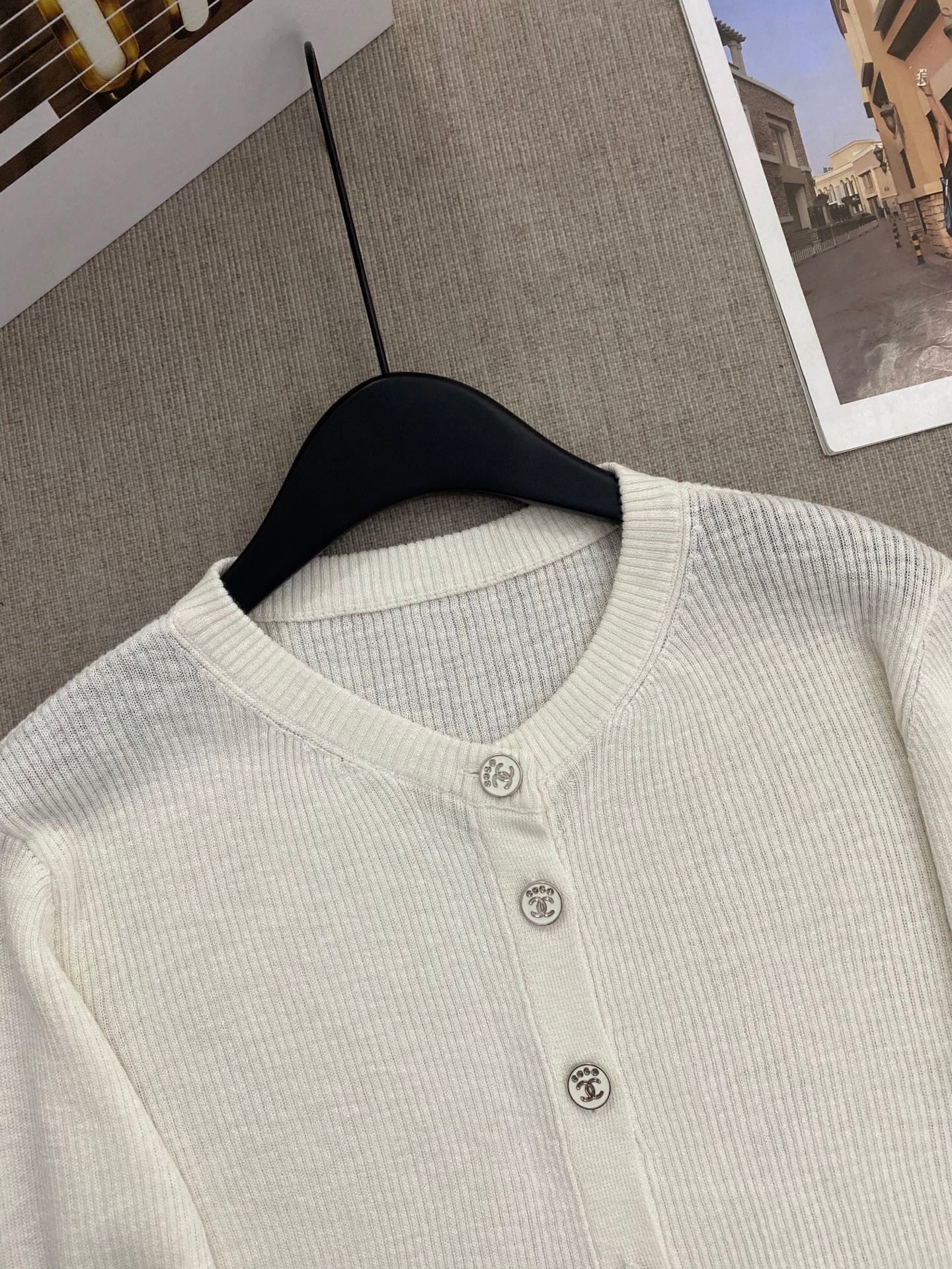 spring and summer new round neck button bamboo hemp knit Slim cardigan