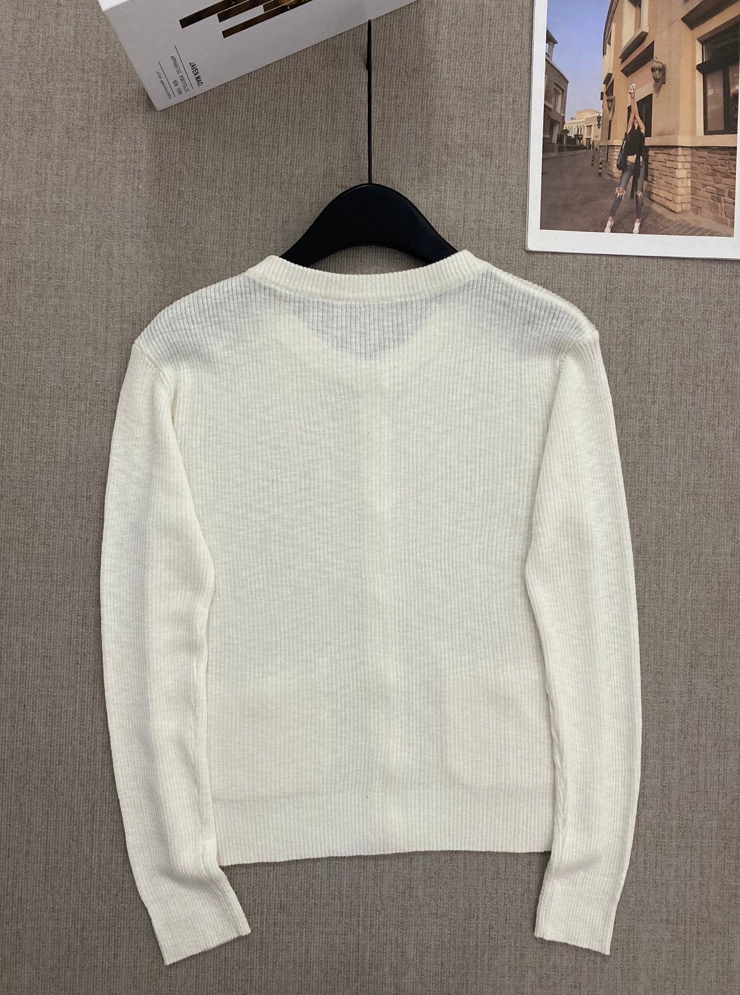 spring and summer new round neck button bamboo hemp knit Slim cardigan