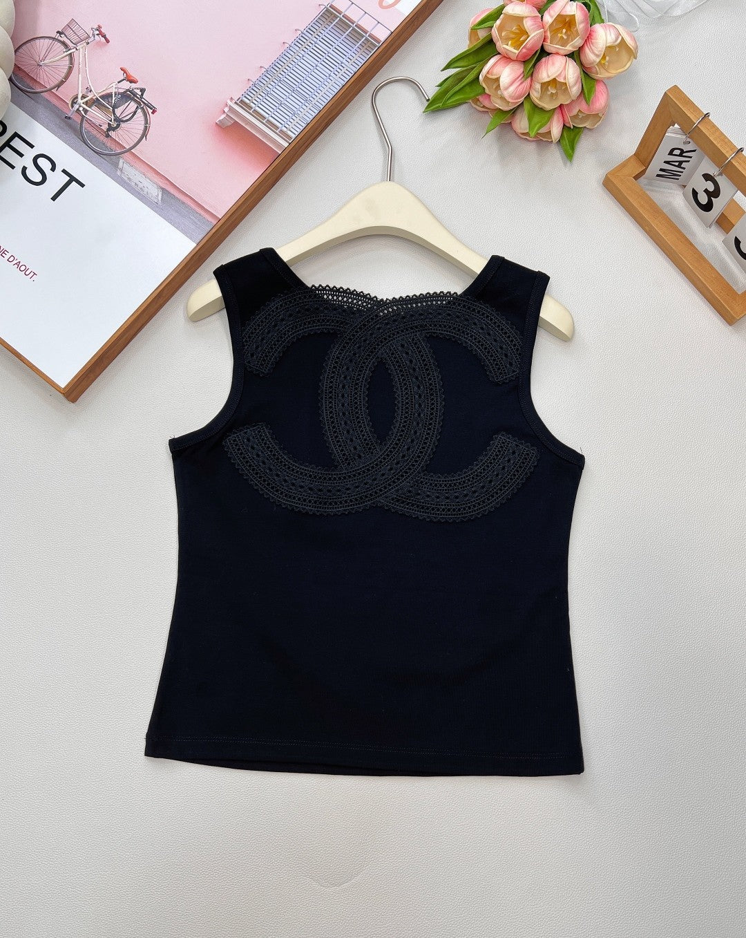Lace vest at back