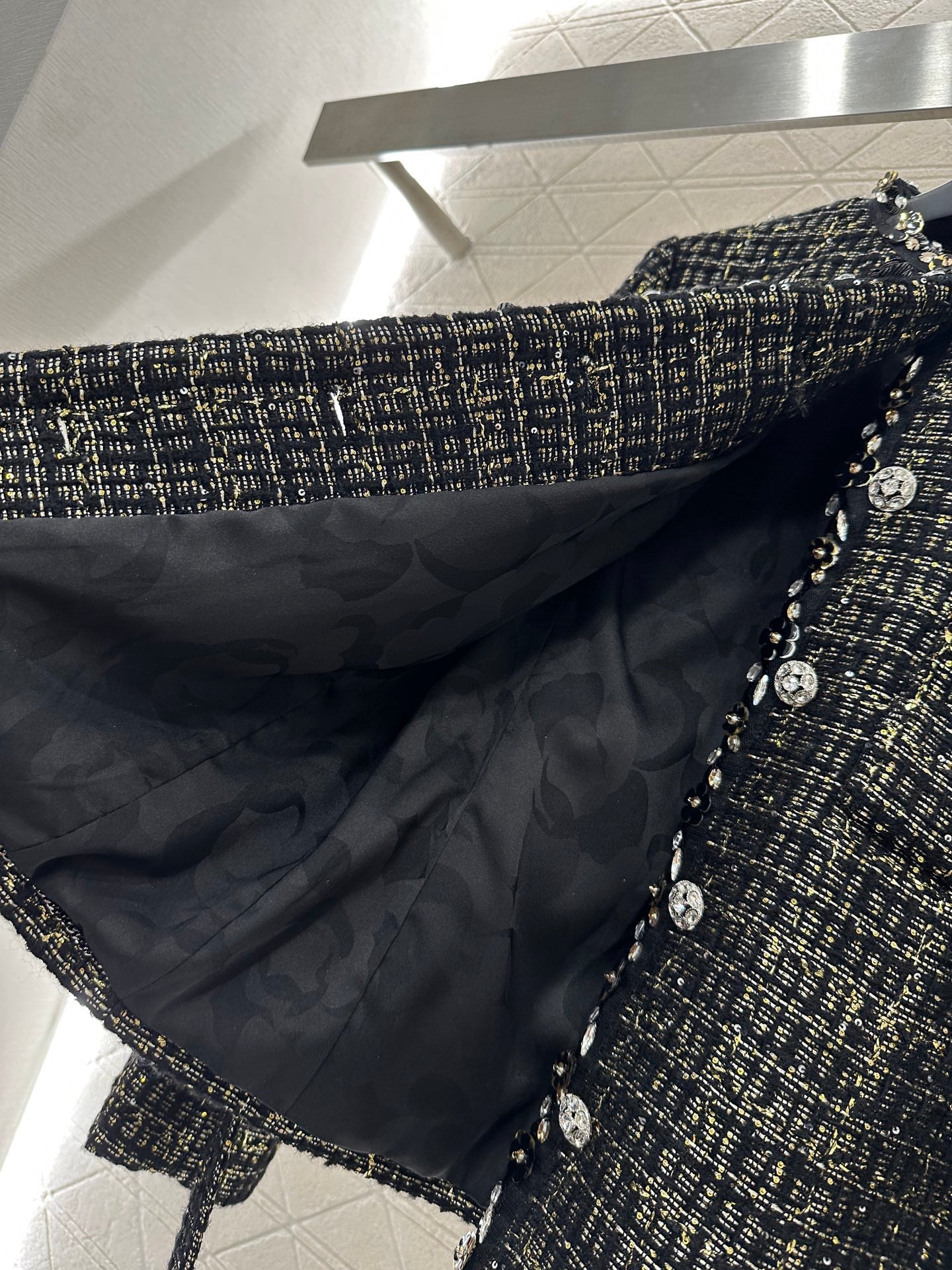 Round neck dress with beaded edges and outer jacket